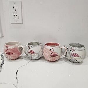 Flamingo Ceramic marble coffee mugs set of 4